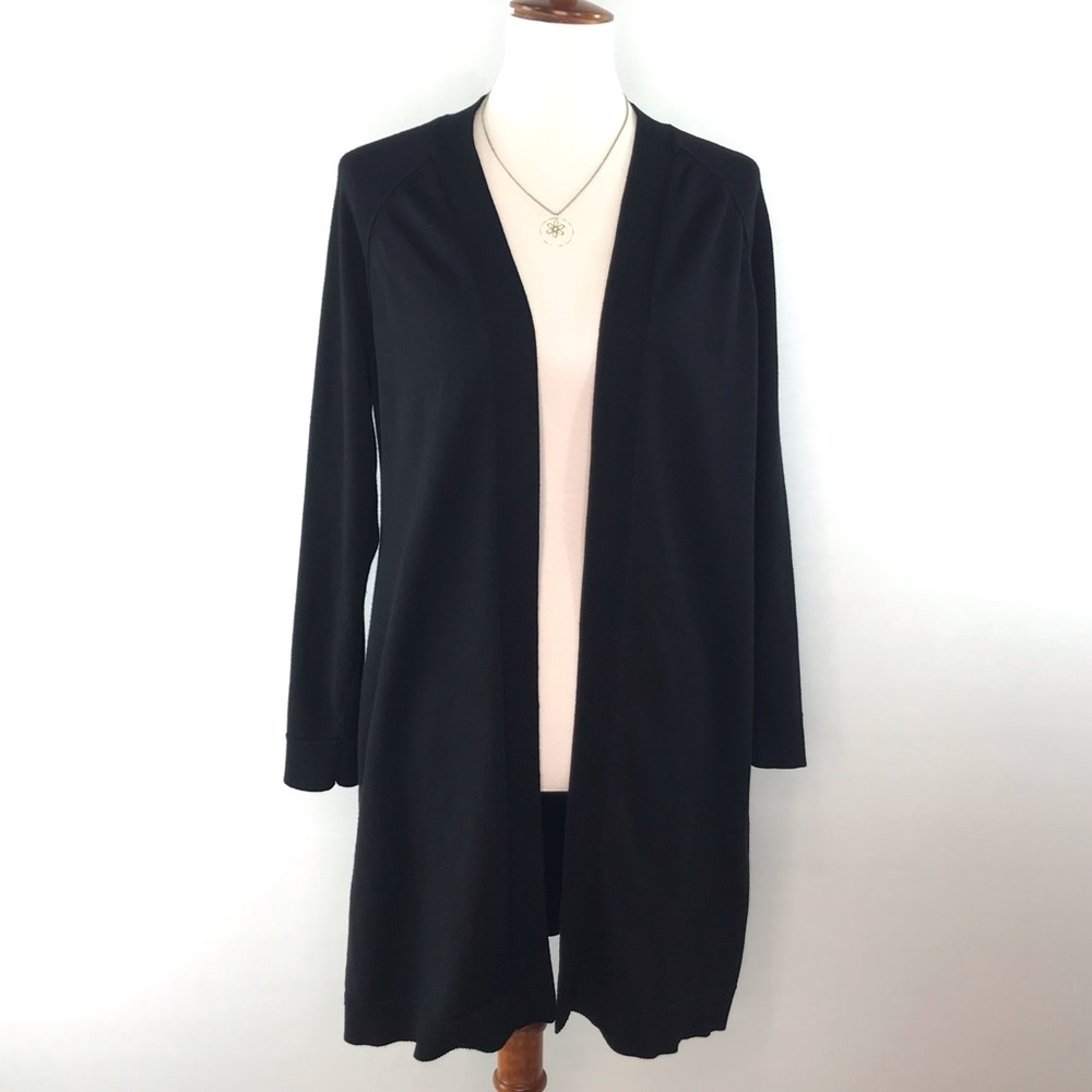 UNITED STATES SWEATERS Black Long Open Front Long Sleeve Cardigan Size M